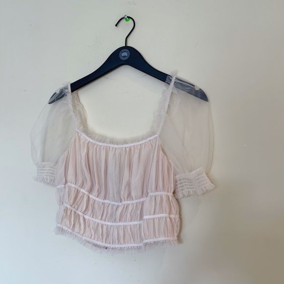 Alice+Olivia Ashlyn shirred crop top Sz M - Picture 8 of 12